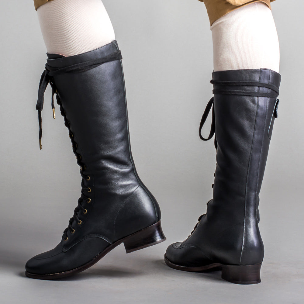 Bessie Women's Vintage Aviator Boots (Black) - 10.5