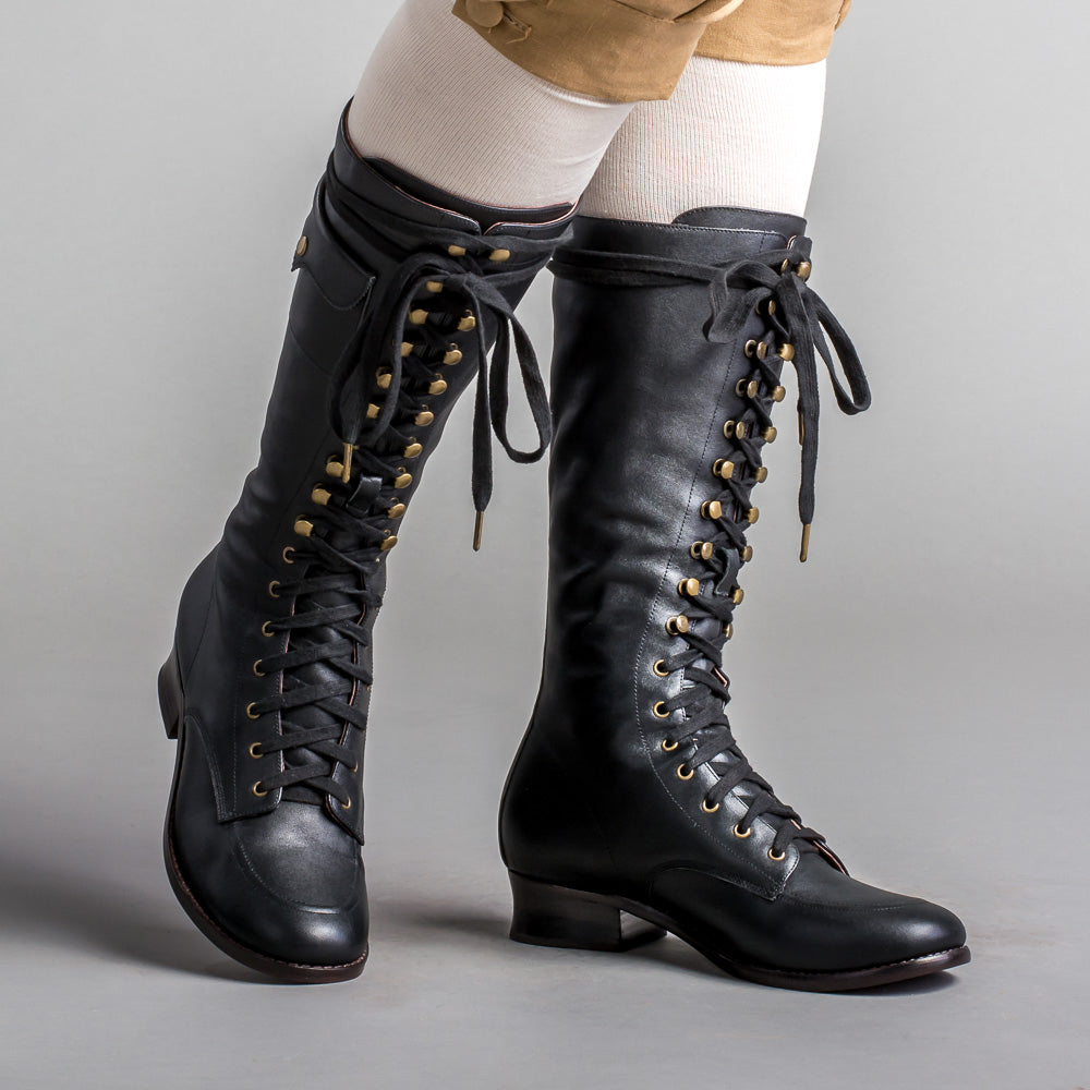 Bessie Women's Vintage Aviator Boots (Black) – American Duchess