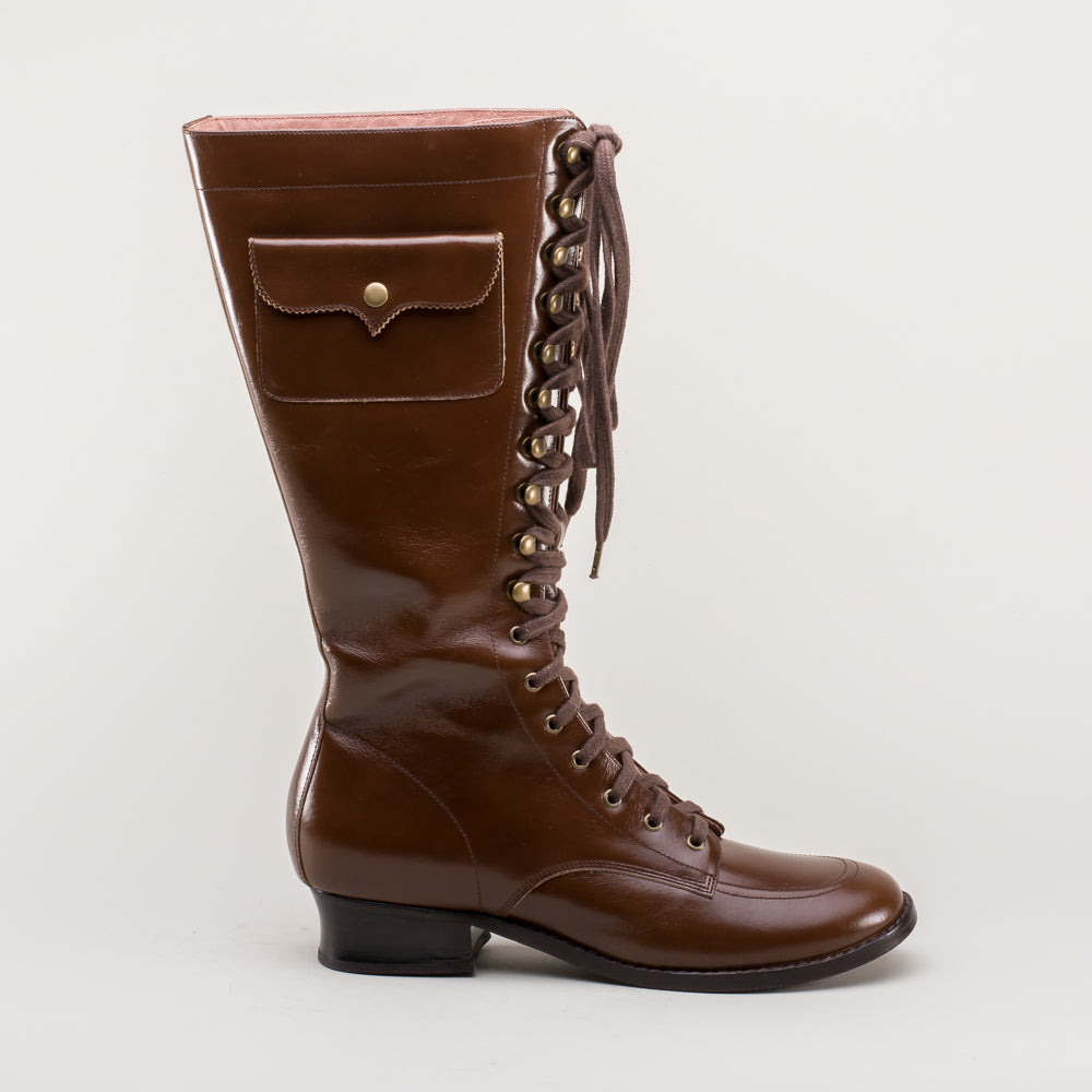 Bessie Vintage Aviator Boots (Brown) – American Duchess