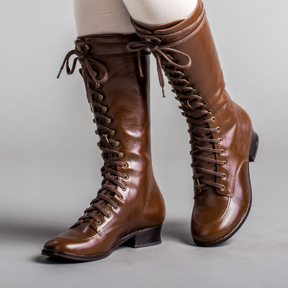 Bessie Women's Vintage Aviator Boots (Brown) - 6.5