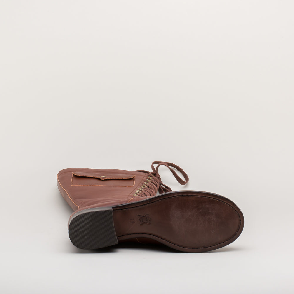 Y’s 90’s Aviator Lace-Up Sandal Boots Bessie Vintage Aviator Boots (Tan) – American Duchess