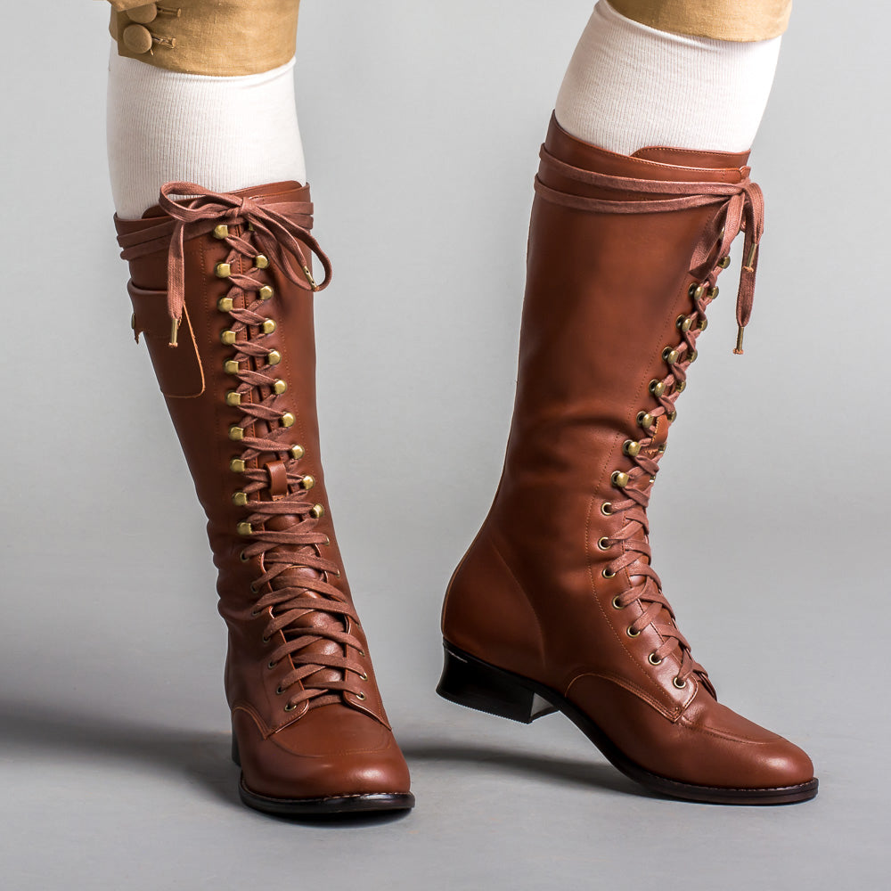 Bessie Vintage Aviator Boots (Tan)
