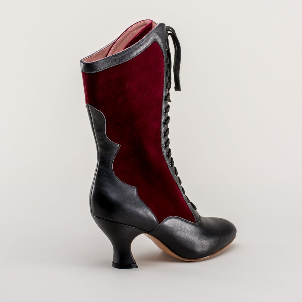 Camille Women's Edwardian Boots (Burgundy/Black) – American Duchess