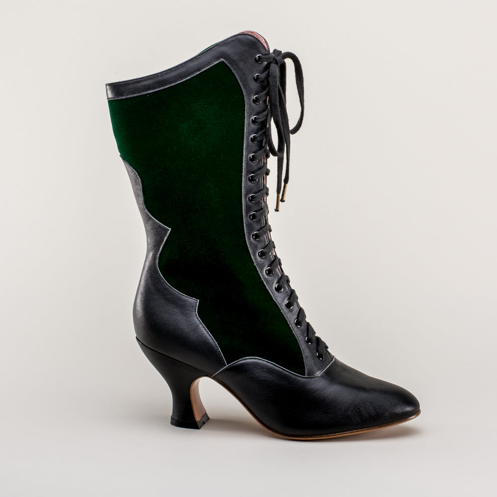 Camille Women's Edwardian Boots (Black/Green) – American Duchess