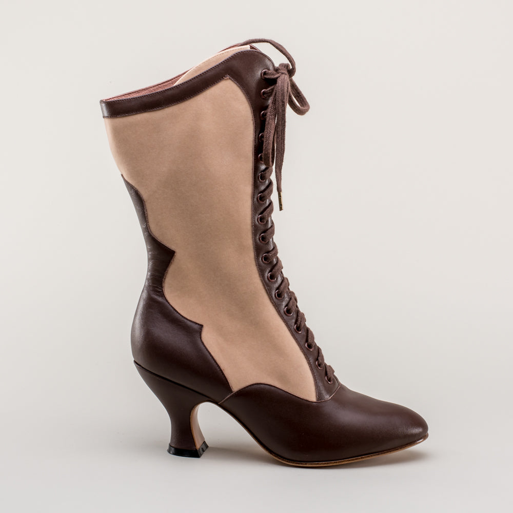 Camille Edwardian Boots (Brown/Tan)(1890-1930) – American Duchess