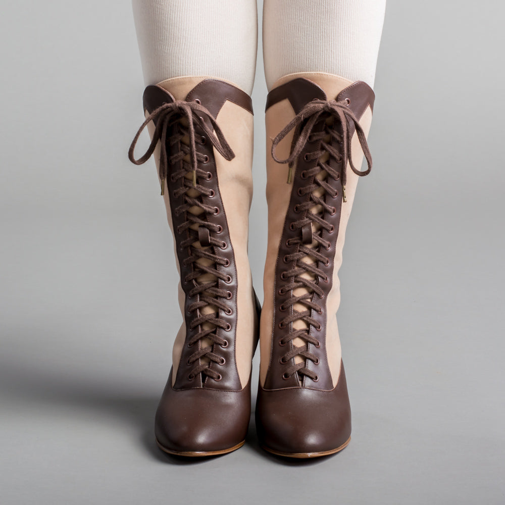 Womens Brown Lace Up Boots