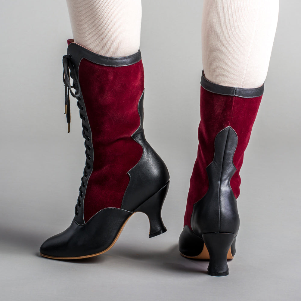 Camille Women's Edwardian Boots (Burgundy/Black) – American Duchess