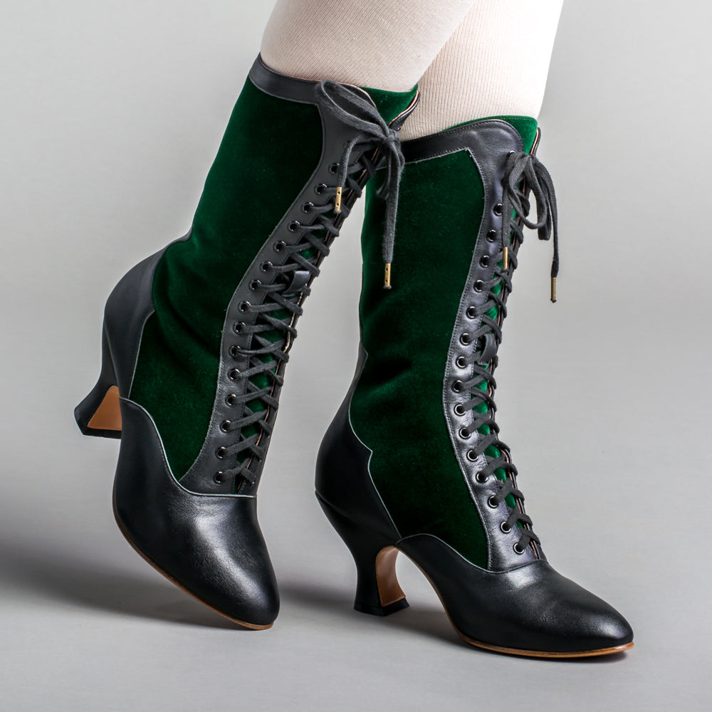 Camille Women's Edwardian Boots (Black/Green) – American Duchess