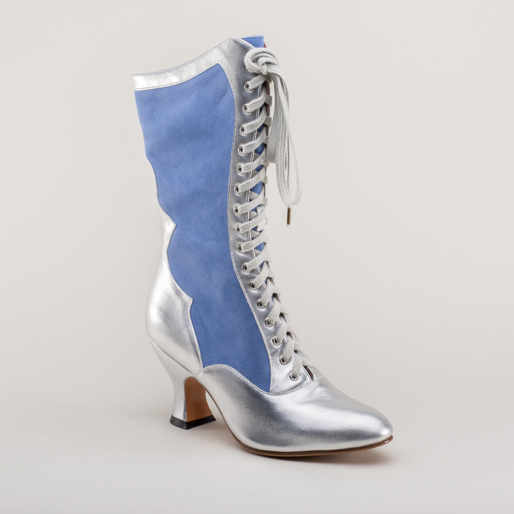 Star Princess Camille Edwardian Boots (Silver/Blue) – American Duchess