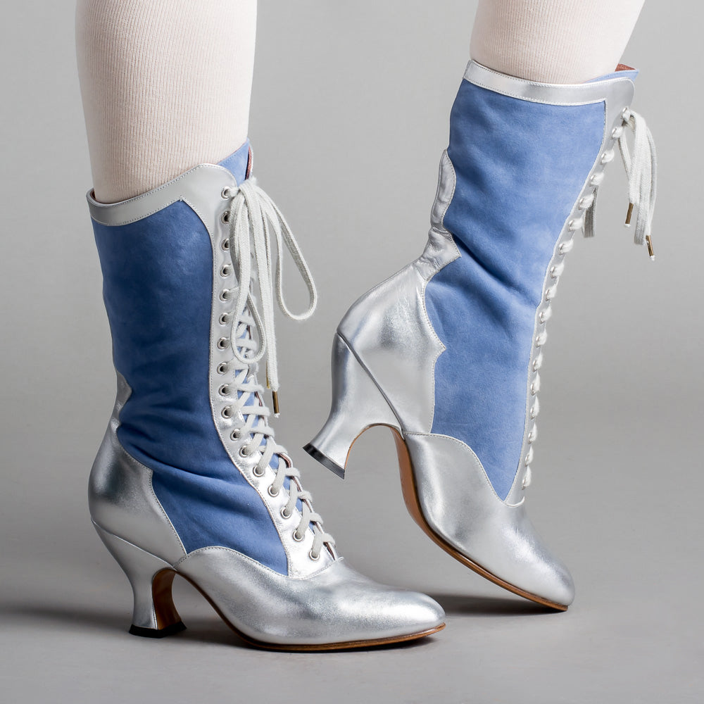 Star Princess Camille Edwardian Boots (Silver/Blue) – American Duchess