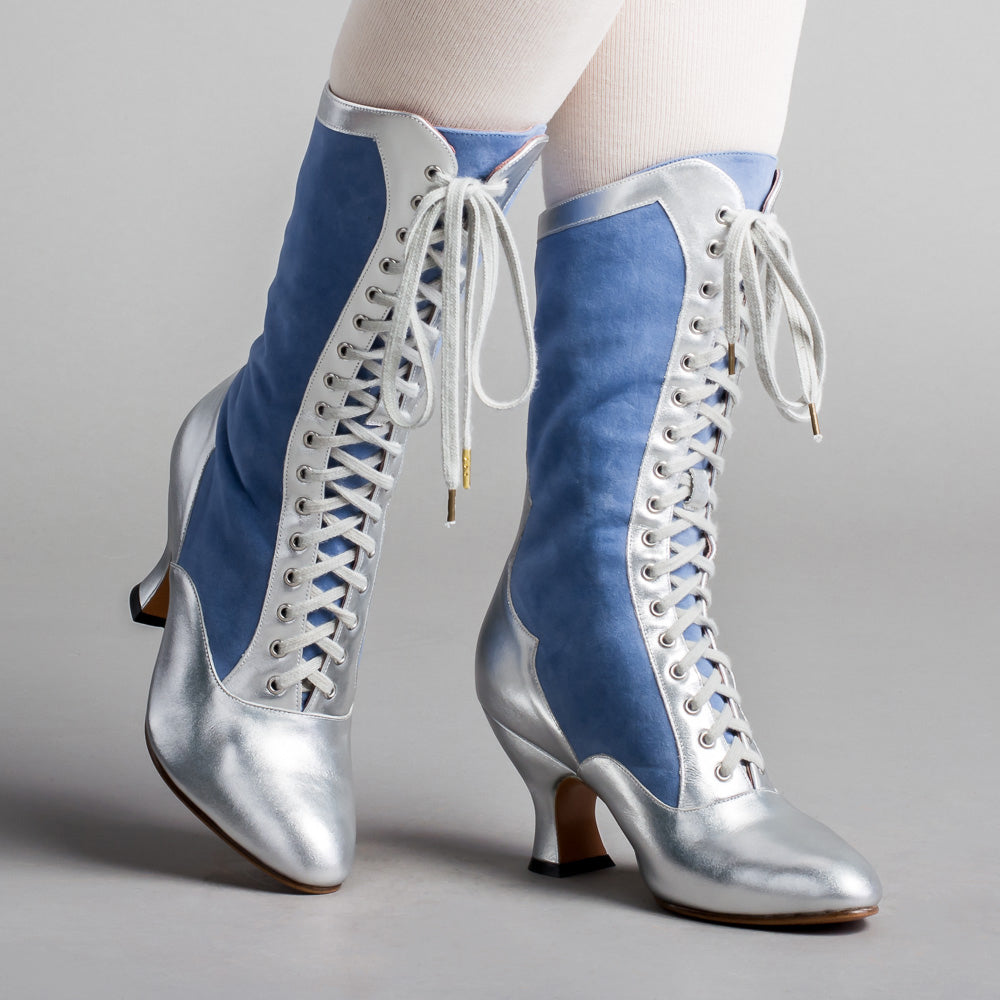 Star Princess Camille Edwardian Boots (Silver/Blue) – American Duchess