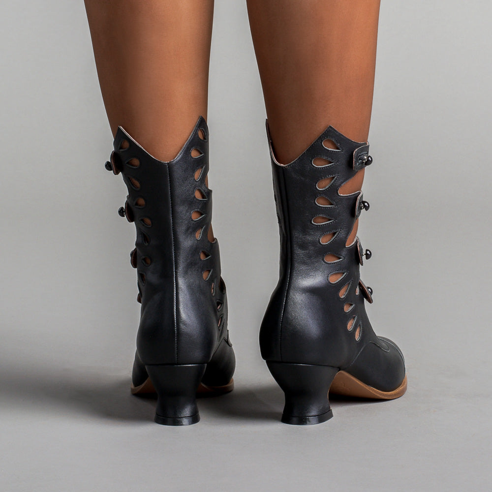 Black Lace up Gothic Boots Black Lace Vintage Boots 