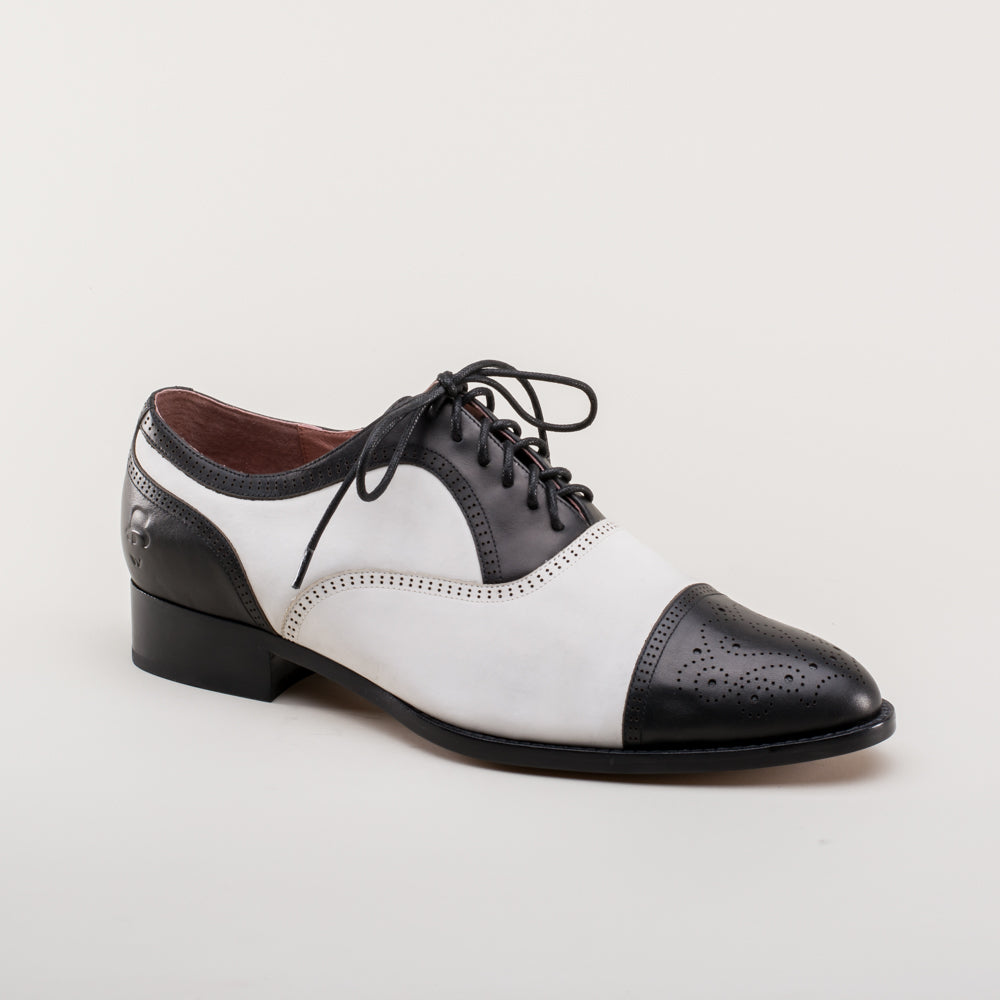 Dandy Men's Vintage Cap Toe Oxfords (Black/White)