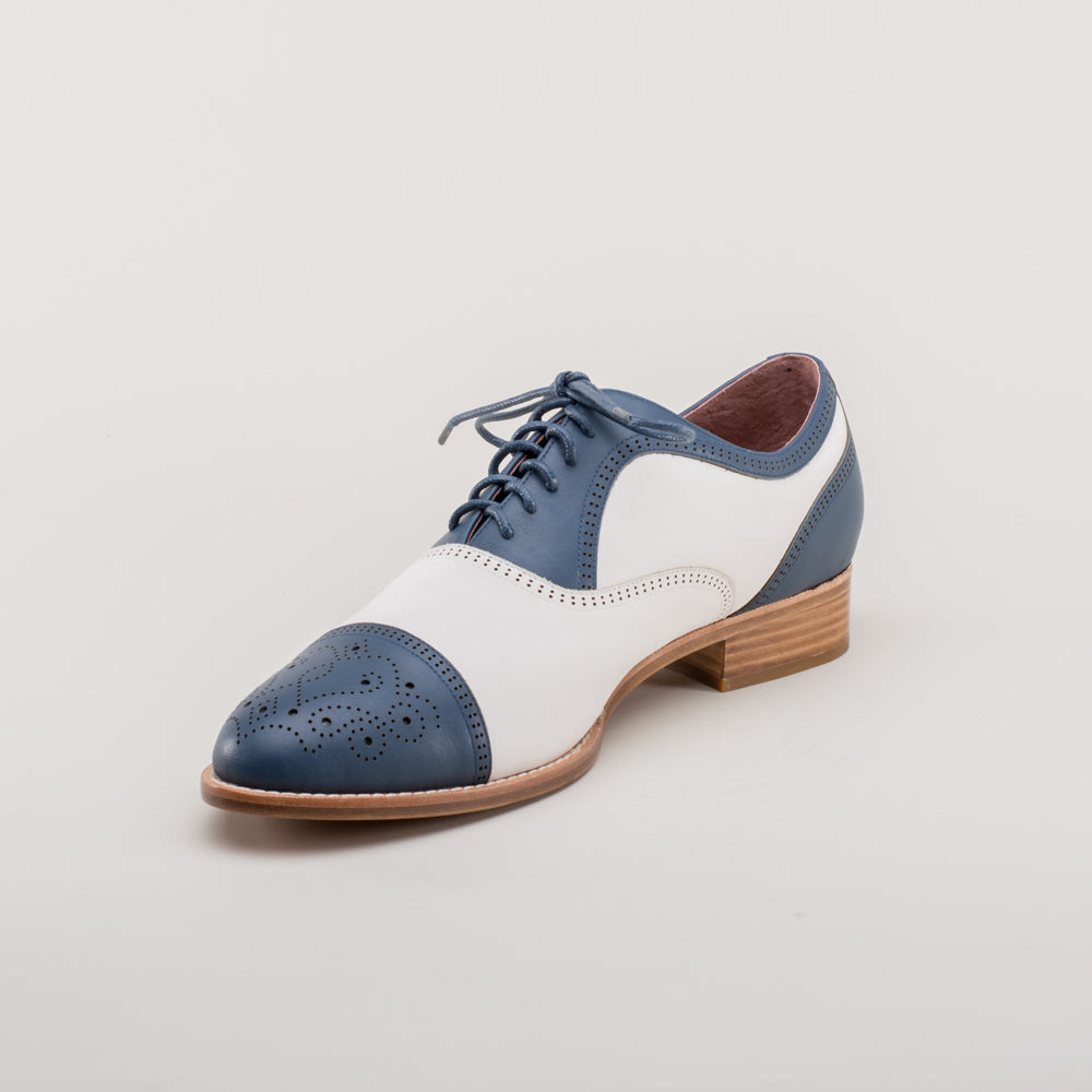 Dandy Men's Vintage Cap Toe Oxfords (Blue/White) 15