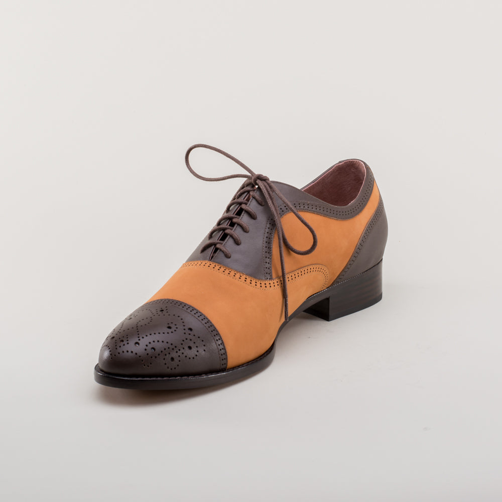 Dandy Men s Vintage Cap Toe Oxfords Brown Cognac American Duchess