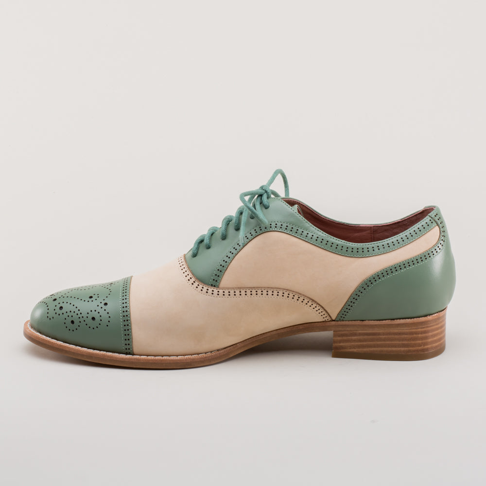 Dandy Men's Vintage Cap Toe Oxfords (Sage/Buff), 9