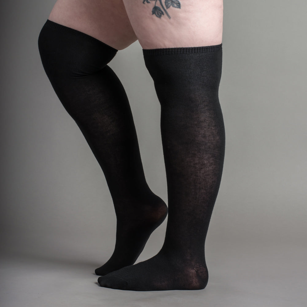 Extra Stretch Cotton Stockings (Black) – American Duchess