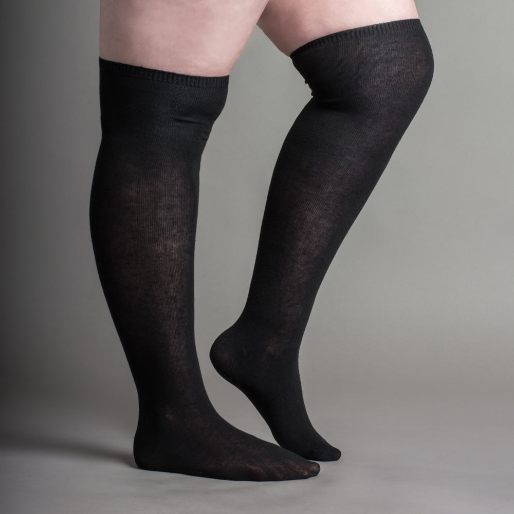 Extra Stretch Cotton Stockings (Black)