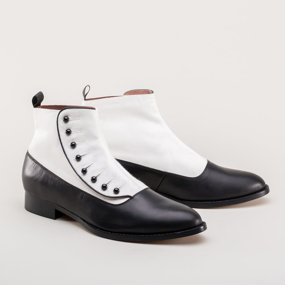 Frederick Men's Vintage Button Boots (White/Black) – American Duchess