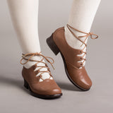 Ghillie Vintage Lace-Up Shoes (Tan)