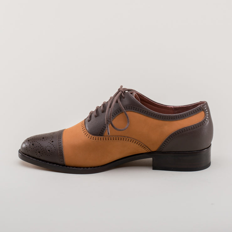 Cognac Cap Toe Woven Leather Oxford main image 0