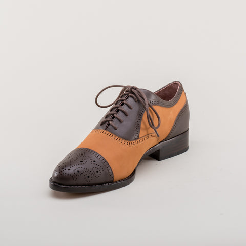 Cognac Cap Toe Woven Leather Oxford main image 1