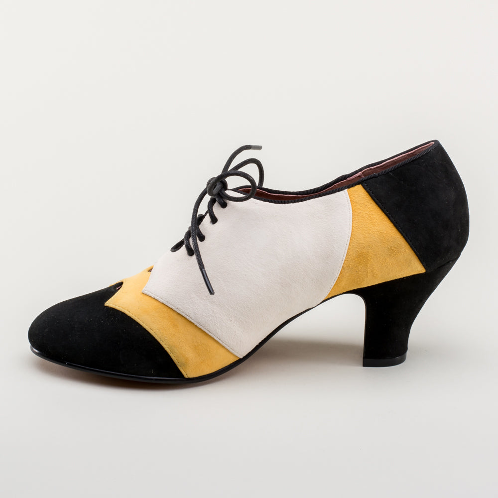 Karolina Women s Retro Oxfords Black Yellow Ivory American Duchess