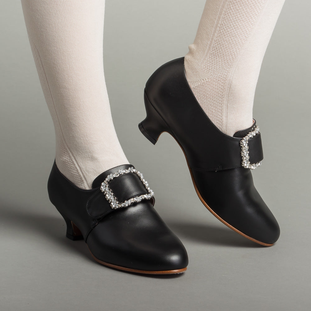 Kensington Women's 18th Century Leather Shoes (Black) – American Duchess