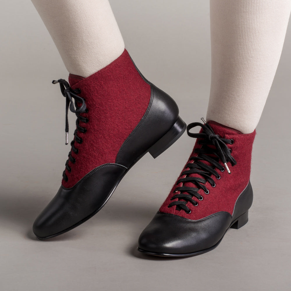 Larkspur Women s Wool Leather Lace Up Boots Burgundy Black