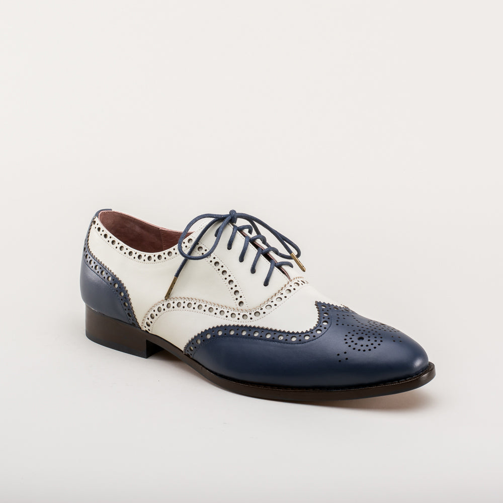 Lawrence Men s Vintage Spectator Shoes Navy Ivory American Duchess