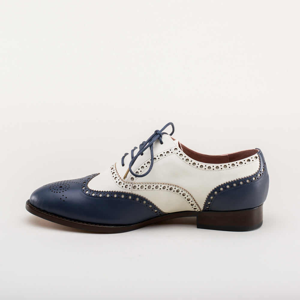Mens blue and white spectator shoes sale