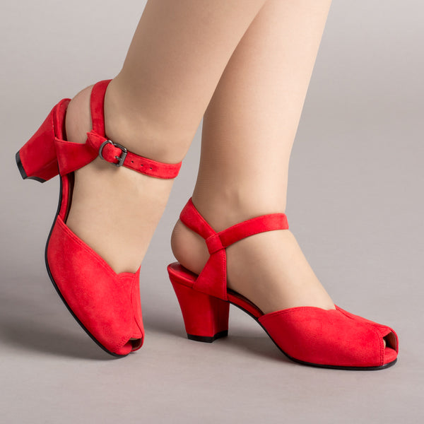 Red platform heel sandals cheap