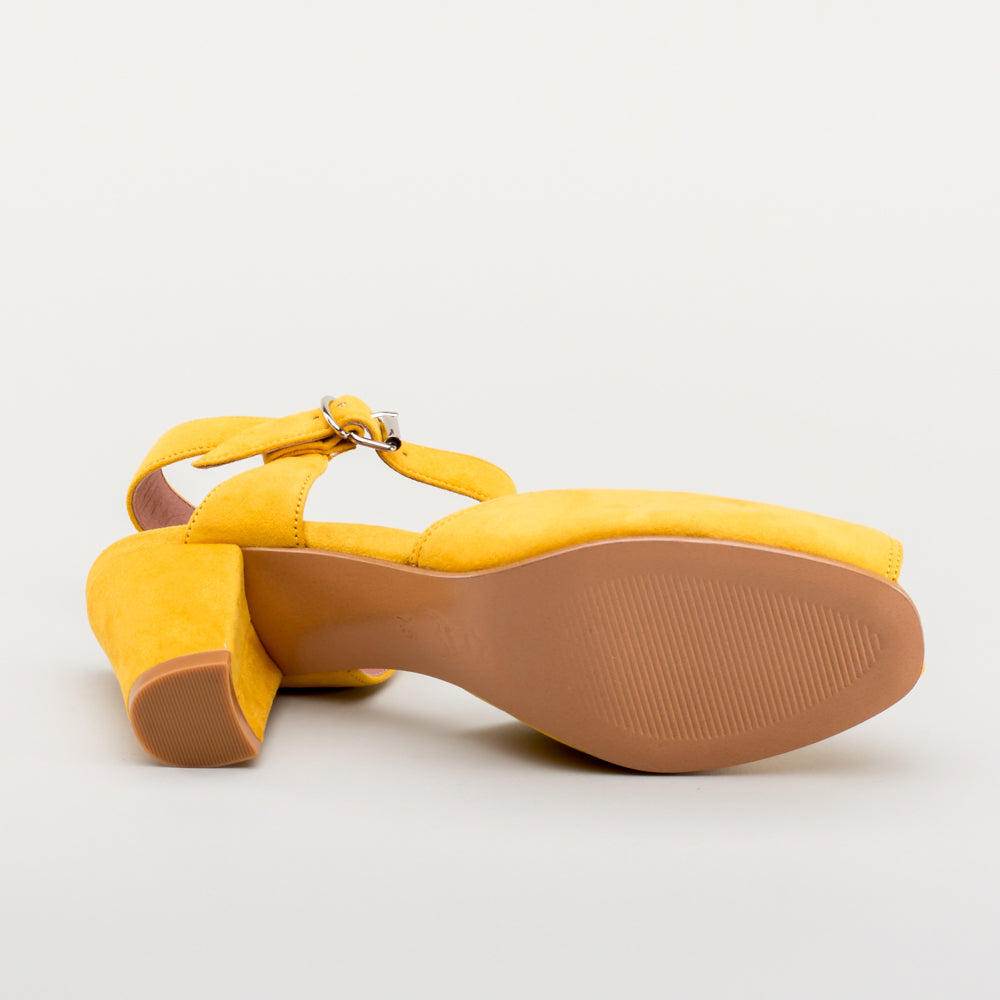 Yellow slip on sandals discount