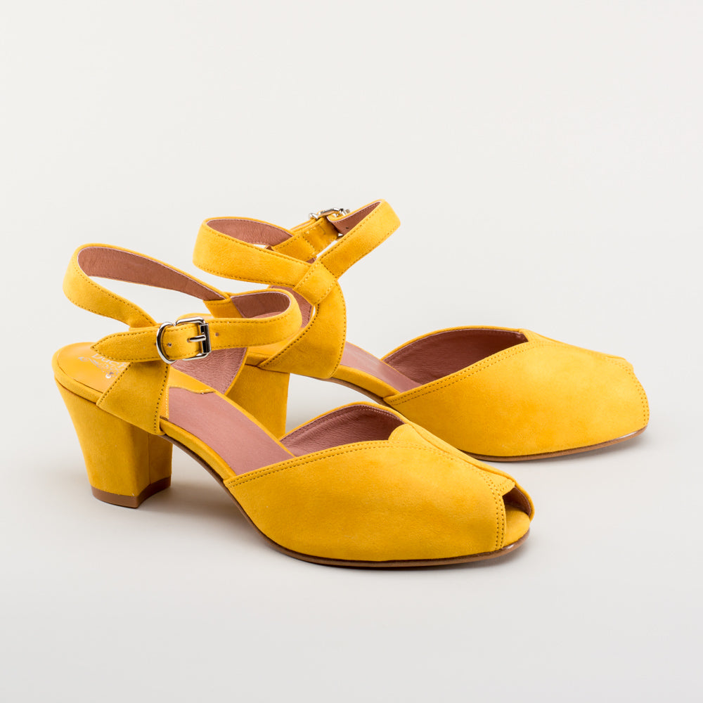 Mustard color block heels online