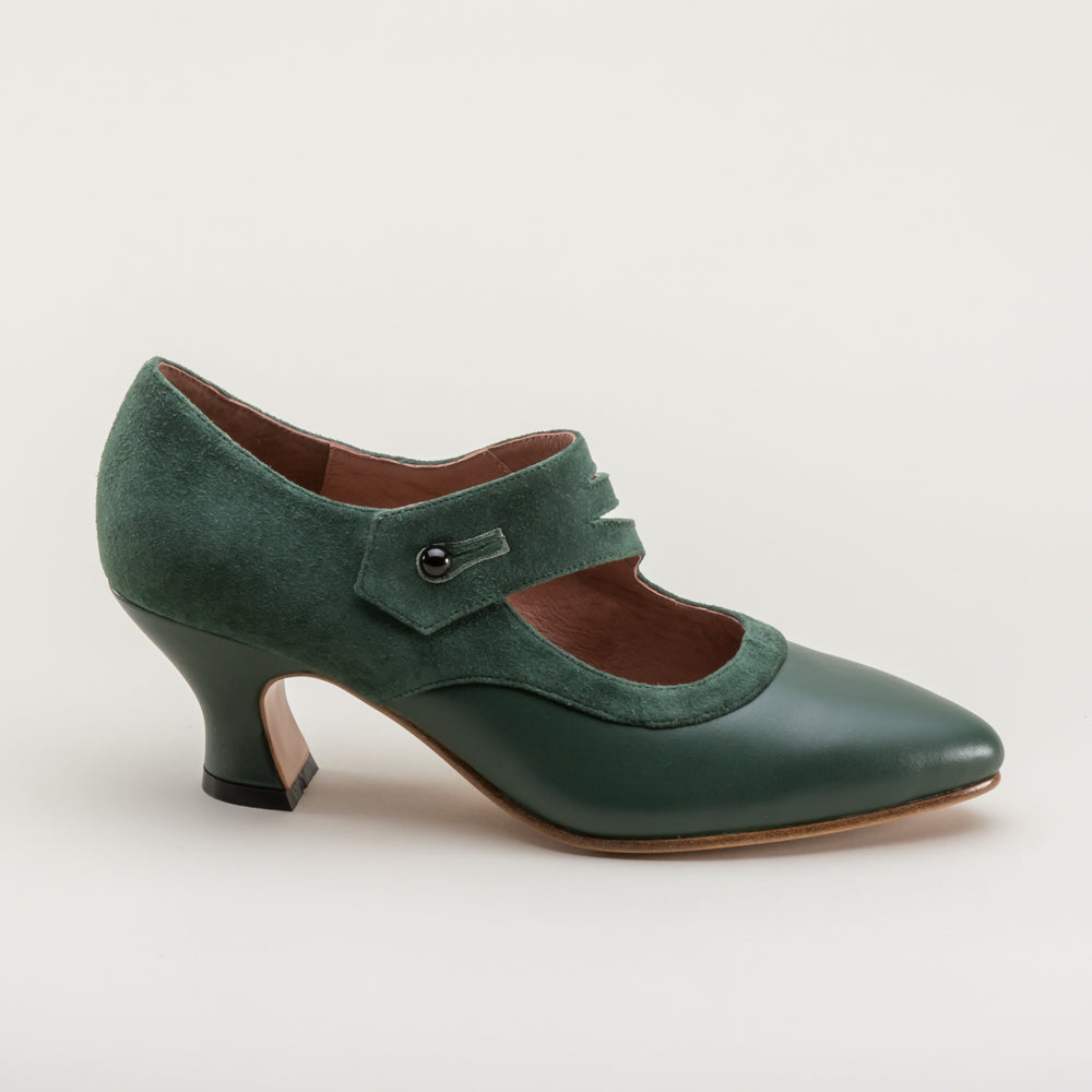 green dress shoes Mae Edwardian Shoes (Green) – American Duchess