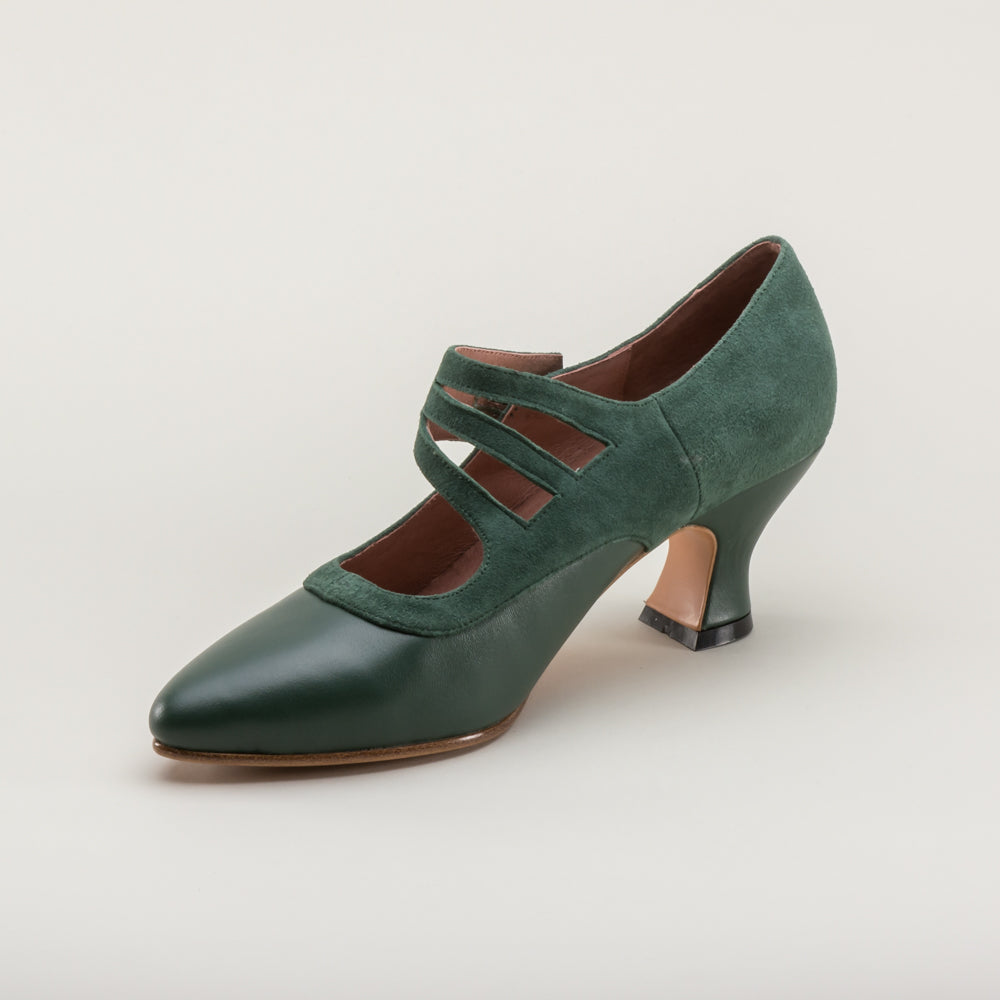 womens green dress shoes AUMOTED Women's Chunky Block Heel Pumps Pointed Toe Slip On Chunky Mid Heels Ladies Work Office 2.5 Inches Patent Leather Green US Size 7 Womens Fashion Casual British Style Spring And Summer New Thick SKYSTERRY Women's Round Toe Dress