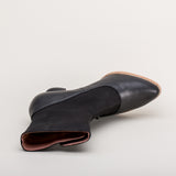 Manhattan Victorian Cloth-Top Button Boots (Black)