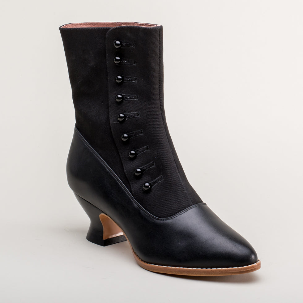 Manhattan Victorian Cloth-Top Button Boots (Black) – American Duchess