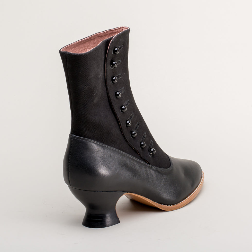 Manhattan Victorian Cloth-Top Button Boots (Black) – American Duchess