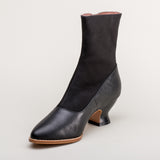 Manhattan Victorian Cloth-Top Button Boots (Black)