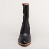 Manhattan Victorian Cloth-Top Button Boots (Black)