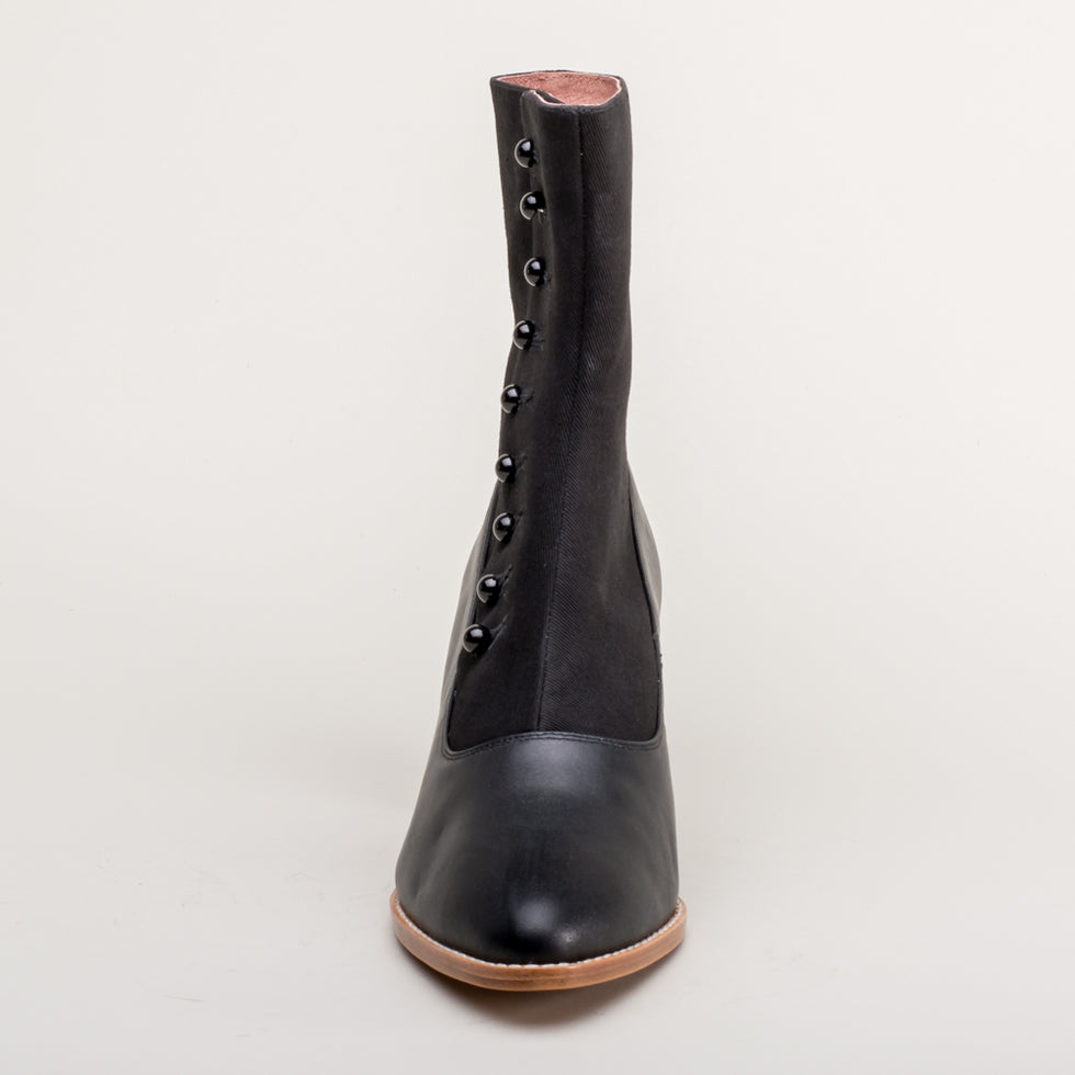 Manhattan Victorian Cloth-Top Button Boots (Black) – American Duchess
