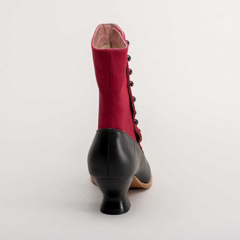 Manhattan Victorian Cloth-Top Button Boots (Burgundy/Black) – American ...