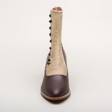 Manhattan Victorian Cloth-Top Button Boots (Tan/Brown)