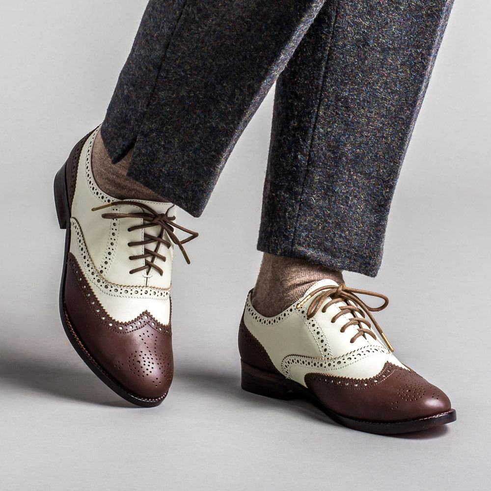 Marlene Women s Vintage Spectator Oxfords Brown Ivory American