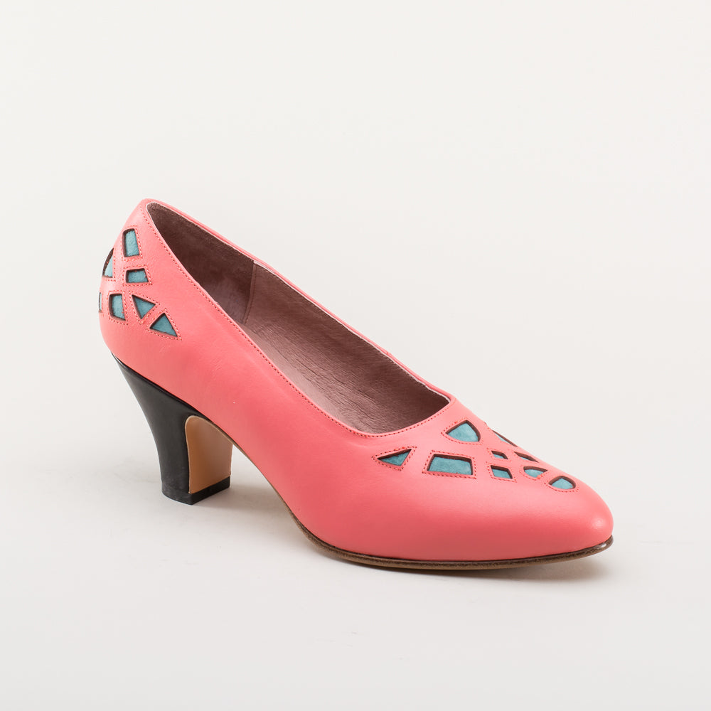 Pink and black pumps top