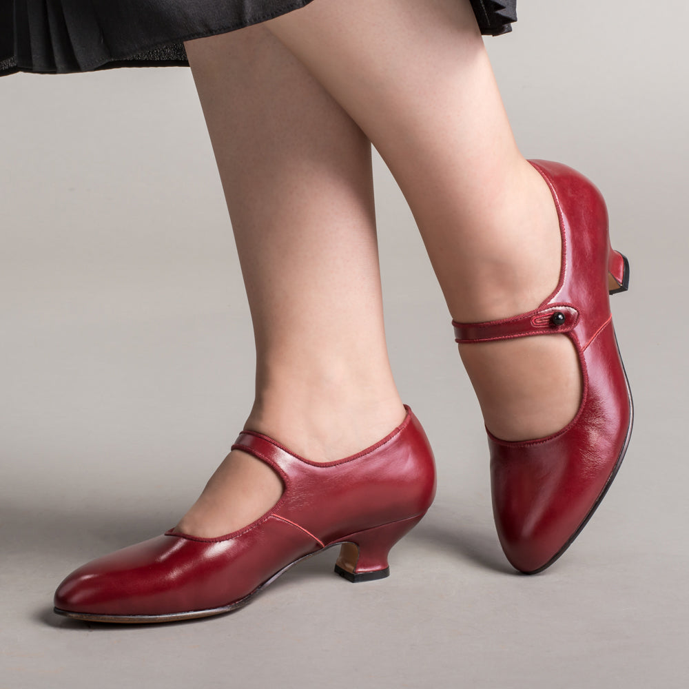 Millie Women's 1920s Mary Jane Shoes (Oxblood), 7 | Historically Accurate Footwear by American Duchess