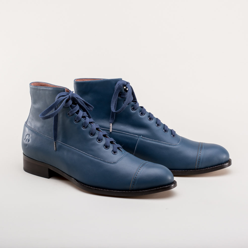 Noble Men's Vintage Lace-Up Boots (Blue) 10