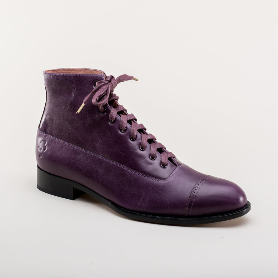 Purple Floral Print Men's Boots