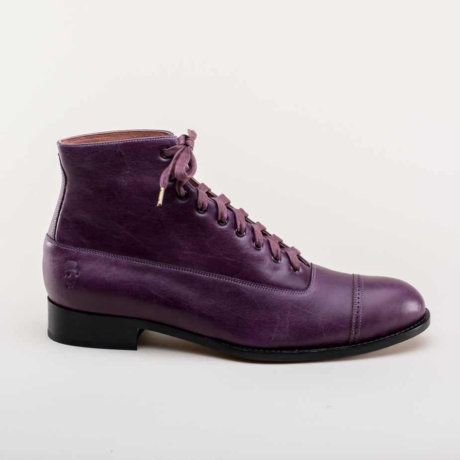 Floral Damask Purple Boots for Men